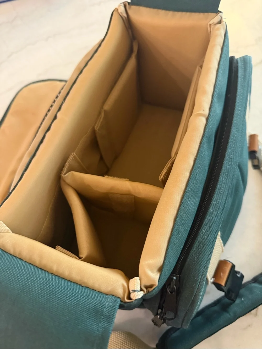 Canon Dark Green Canvas Messenger Bag with Tan Accents
